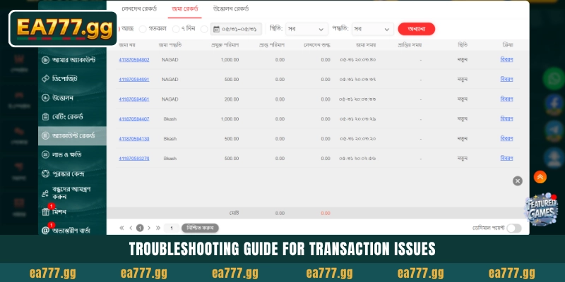 Deposit Guide: প্লেয়ারদের জন্য EA77-এ bKash এবং Nagad 6 Troubleshooting guide for transaction issues