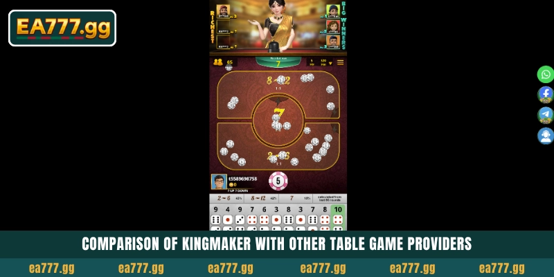 EA77 প্লেয়ারদের জন্য Kingmaker: পপুলার এশিয়ান Card Games প্রোভাইডার 6 Comparison of Kingmaker with other table game providers