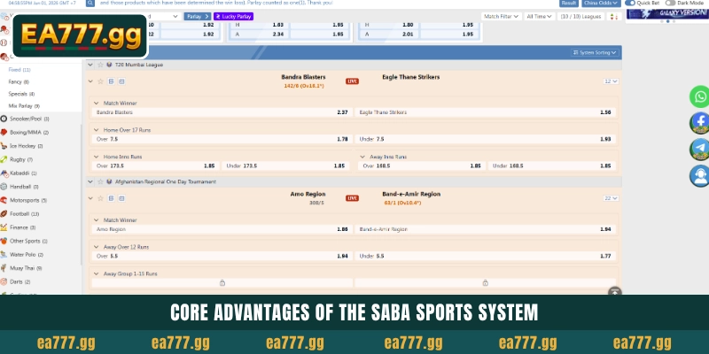 EA77-এ প্রিমিয়াম Saba Sports Betting Odds ইঞ্জিন এক্সপ্লোর করুন 4 Core advantages of the Saba Sports system