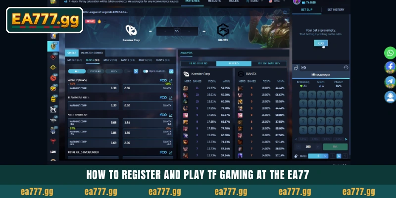 EA77 Sportsbook-এর সাথে TF Gaming Esports Wagering মাস্টার করুন 6 How to register and play TF Gaming at the EA77