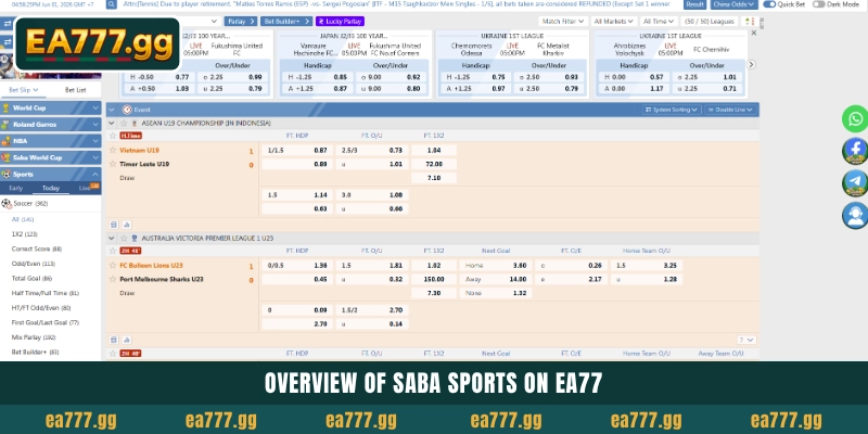 EA77-এ প্রিমিয়াম Saba Sports Betting Odds ইঞ্জিন এক্সপ্লোর করুন 3 Overview of Saba Sports on EA77