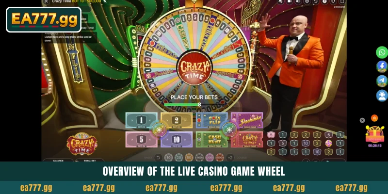 EA77-এ Crazy Time Live খেলুন এবং বড় Payouts জিতে নিন 3 Overview of the live casino game wheel