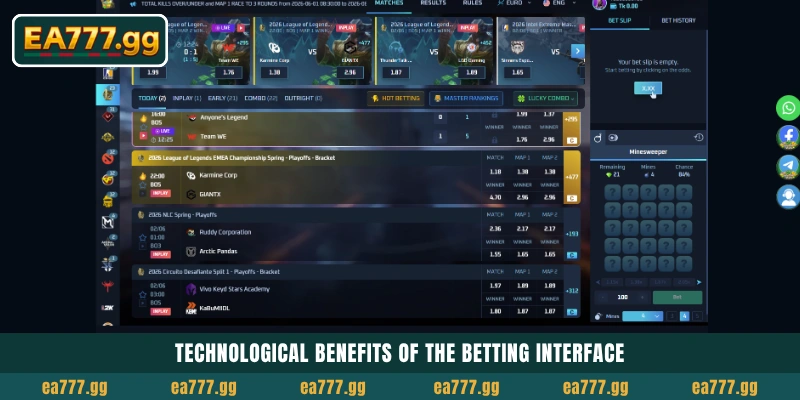EA77 Sportsbook-এর সাথে TF Gaming Esports Wagering মাস্টার করুন 5 Technological benefits of the betting interface